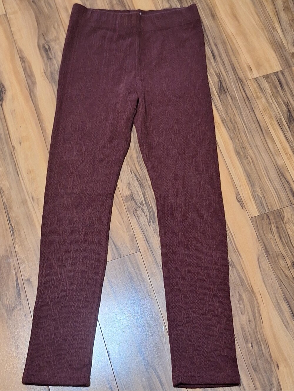Free People Large Burgundy Cable Knit Clueless Preppy 90s Leggings Tights Layers